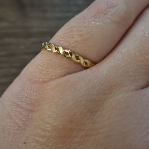 Delicate Gold Plated Twisted Rope Stacking Ring size 7 - Picture 5 of 6